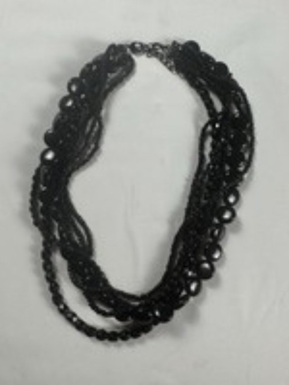 Vintage Y2K Multi Strand Black Bead Necklace Chunky Disc Layered Statement Choke